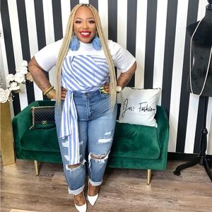 Blue and White Striped Shirt